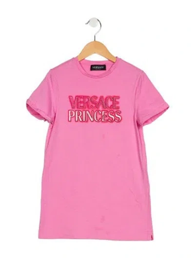 Pre-owned Versace Kids' Girls' Printed T-shirt In Pink