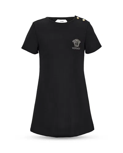 Versace Girls' Punto Milano Embroidered Medusa Dress - Little Kid, Big Kid In Black