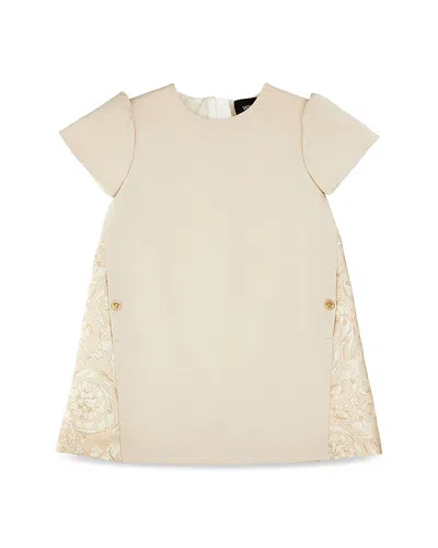 Versace Girls' Punto Milano Jersey & Twill Baroque Dress - Baby, Little Kid In Neutral
