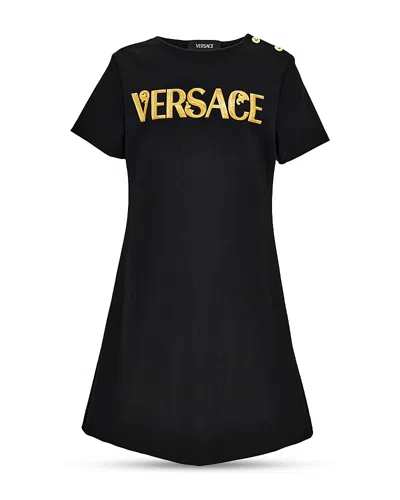 Versace Girls' Punto Milano Jersey Dress - Little Kid, Big Kid In Black