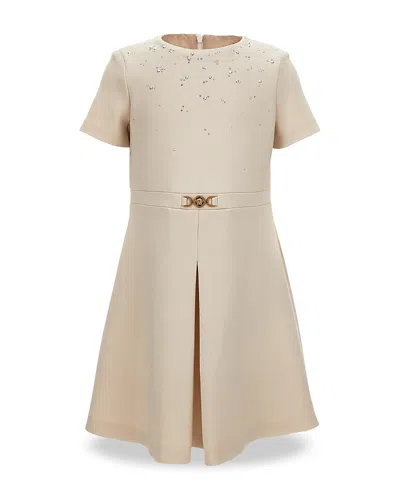 Versace Girls' Punto Milano Studs Embroidery Dress - Little Kid, Big Kid In Neutral