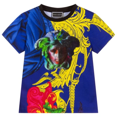 Versace Kids' Girls Purple Medusa T-shirt In Multi