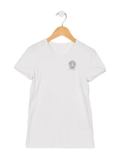Pre-owned Versace Kids' Girls Solid T-shirt In White