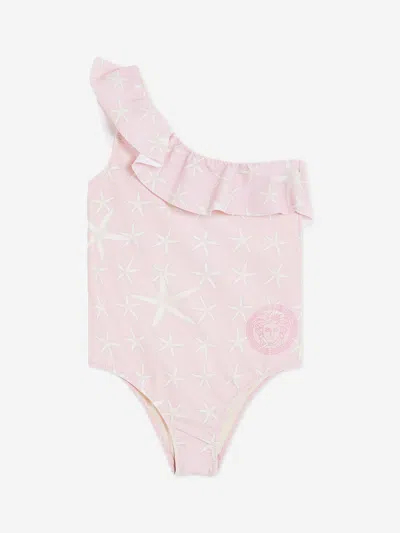 Versace Kids' Starfish Single-shoulder Swimsuit In Pink