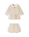 Versace Girls' Stretch Jersey Dress & Bloomer Set - Baby In Whisper+white+gold