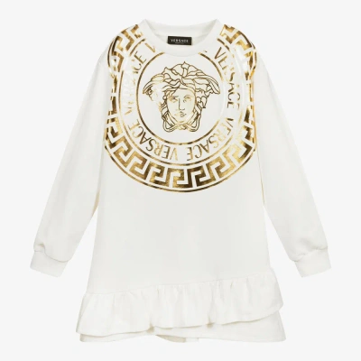 Versace Girls Teen Ivory Medusa Dress