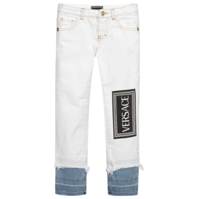 Versace Kids' Girls White Cotton Jeans