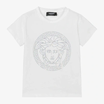 Versace Kids' Girls White Cotton Medusa T-shirt