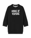 Versace Logo-print Long Sleeve Dress In Black+whit