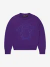 Versace Girls Wool Logo Jumper In Purple