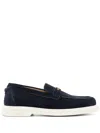 Versace Suede Penny Loafers Rounded Tip In Blue