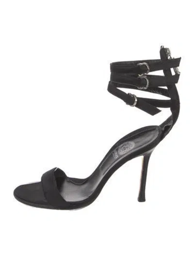 Pre-owned Versace Gladiator Sandals In Black
