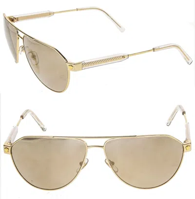 Pre-owned Versace Glam Crystal Stud Rock Medusa 2223 Gold Mirror Ve2223 Aviator Sunglasses In Brown