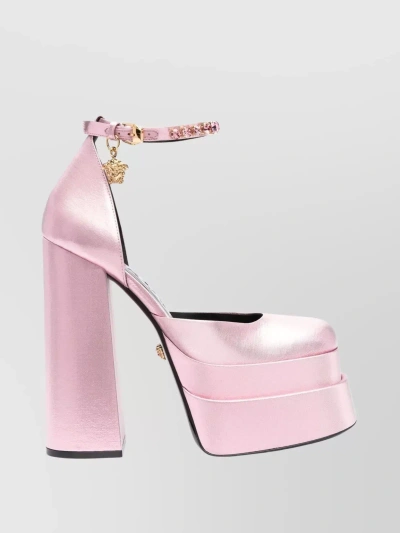 Versace Glamorous Crystal-embellished Platform Sandals In Pastel