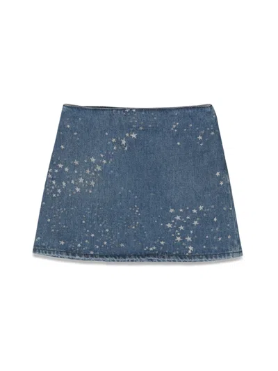 Versace Glitter Denim Skirt In Blue