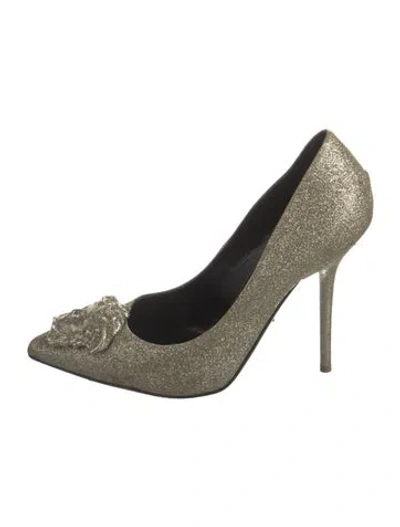 Pre-owned Versace Glitter Patterned Pumps In Multi