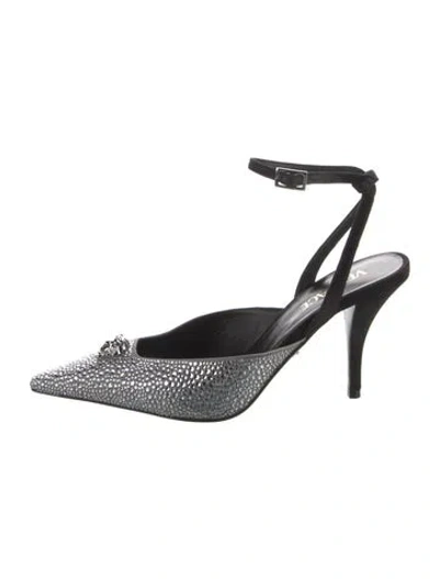 Pre-owned Versace Glitter Printed Pumps In Silver