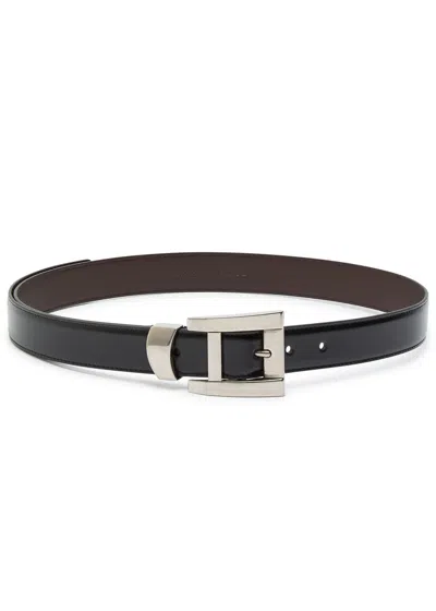 Versace Glossed Leather Belt In Black