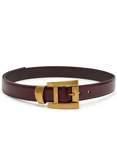 Versace Glossed Leather Belt In Brown