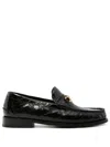 Versace Medusa Croc-effect Leather Loafers In Black