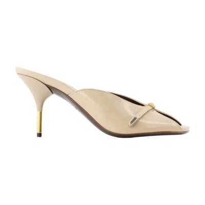 Versace Goatskin Leather Mule In Neutral