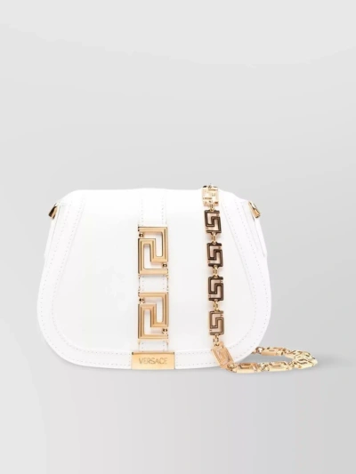 Versace Goddess Chain Shoulder Bag In White