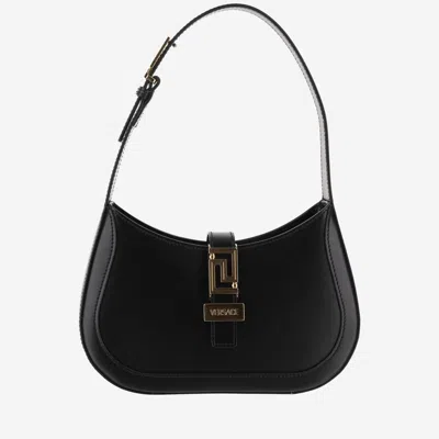 Versace Goddess Greek Shoulder Bag Small In Black