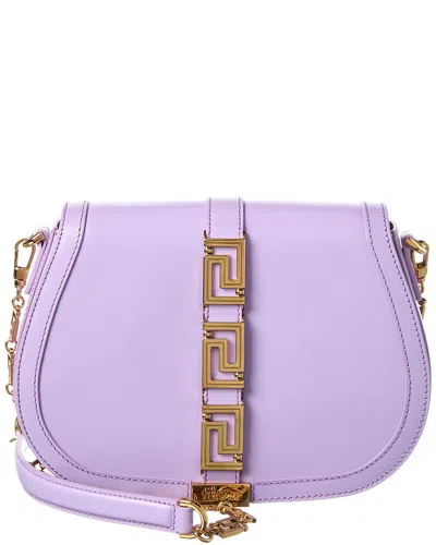Versace Goddess Leather Shoulder Bag In Purple