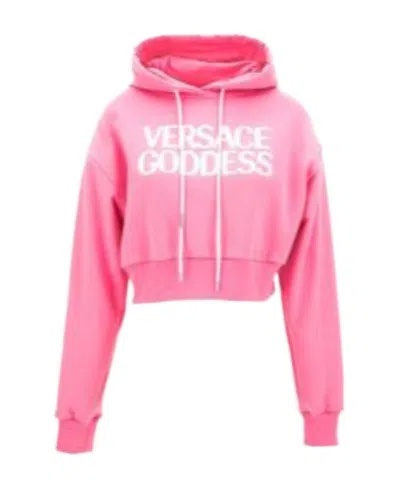 Versace Goddess Logo Hoodie In Pink