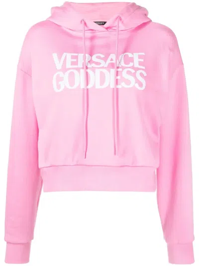 Versace Goddess Logo Hoodie In Pink