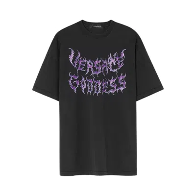 Pre-owned Versace Goddess Logo T-shirt 'black' | Women's Size 42