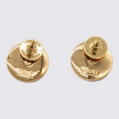 Versace Gold- Tone And Silver Metal Medusa Earrings In Golden