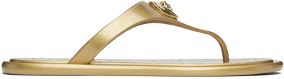 Versace Gold Alia Metallic Flat Sandals