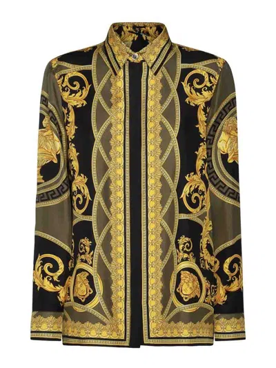 VERSACE GOLD AND BLACK SILK SHIRT