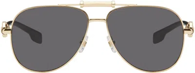 Versace Gold Aviator Sunglasses In Black