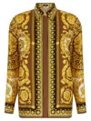 Versace Barocco Print Silk Shirt In Gold