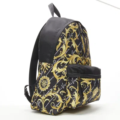 Pre-owned Versace Gold Barocco Virtus Backpack Bag