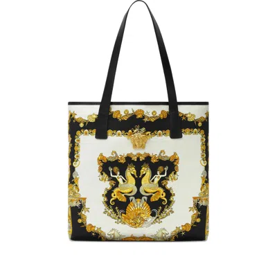 Versace Coral Theatre La Medusa Canvas Tote Bag In Animal Print