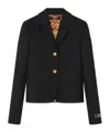 Versace Gabardine Short Boxy Blazer In Black