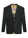 Versace Gold-button Wool Blazer In Black
