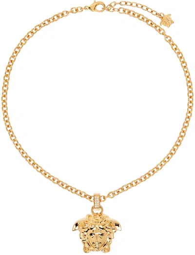 Versace Gold Crystal 'la Medusa' Necklace In Kcvo Cry Vers Gold