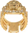 Versace Gold Crystal 'la Medusa' Ring In D01o White Gold