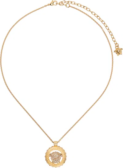 Versace Gold Crystal Medusa '95 Necklace In 4j090- Gold