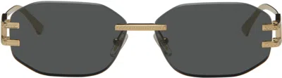 Versace Gold Damier Plaque Sunglasses In 100287