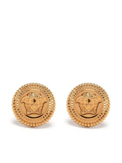 Versace Gold Earrings With Medusa Logo