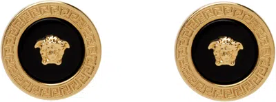 VERSACE GOLD ENAMEL MEDUSA STUD EARRINGS