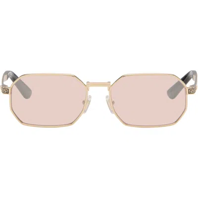 Versace Gold Greca Flow Sunglasses In Multi