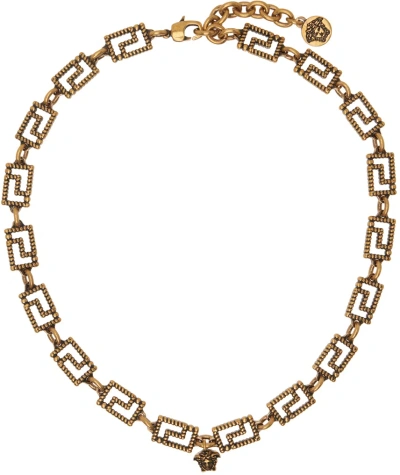 Versace Gold Greca Necklace In 3j170-vintage Gold