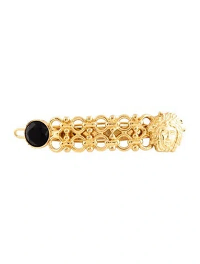 Pre-owned Versace Gold Hair Clip In Black/gold