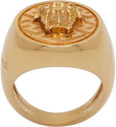 Versace La Greca Medusa Ring In 3j000  Gold